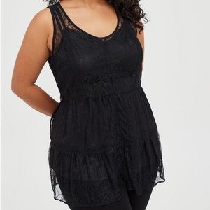 Black Lace Tiered Tunic Tank